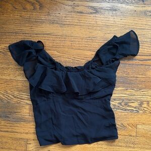 Abercrombie & Fitch Black Ruffled Blouse